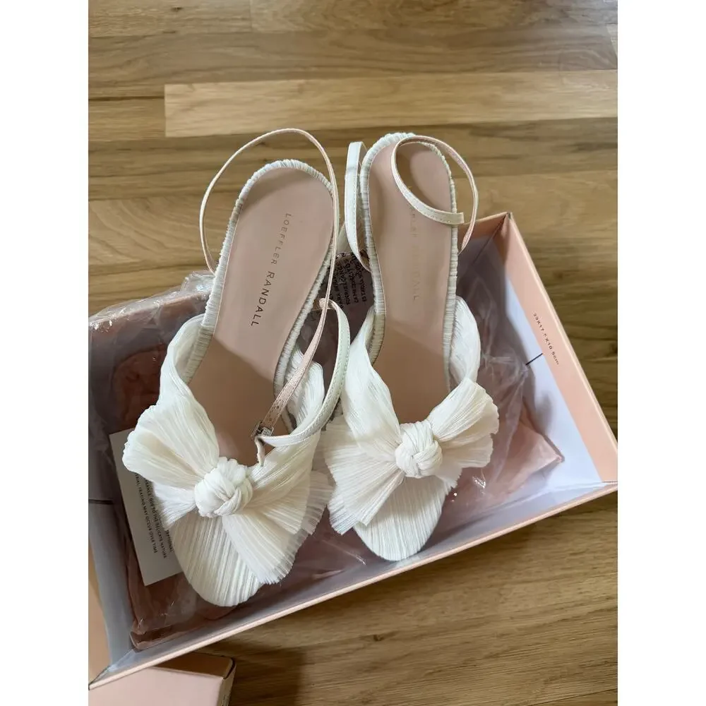 Loeffler Randall Women's Camellia Bow High Heel Sandals Peal 9.5
